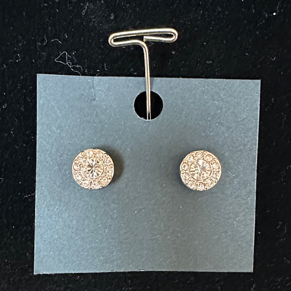 Givenchy Rose Gold-Tone Crystal Halo Round Stud Earrings